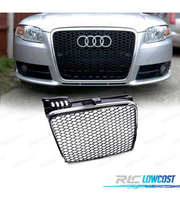 GRELHA FRONTAL AUDI A4 B7 LOOK RS PRETO CROMADA
