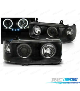 FARÓIS TOYOTA LAND CRUISER FJ 80 90-97 ANGEL EYES PRETO