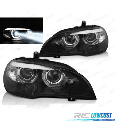 FARÓIS LED AFS BMW X5 E70 07-13 OEM XENON ANGEL EYES 3D PRETO AFS