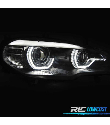 FARÓIS LED AFS BMW X5 E70 07-13 OEM XENON ANGEL EYES 3D PRETO AFS