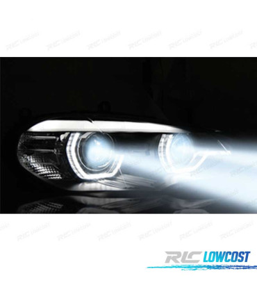 FARÓIS LED BMW X5 E70 07-13 OEM XENON ANGEL EYES PRETO