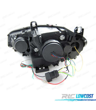 FARÓIS LED BMW X5 E70 07-13 OEM XENON ANGEL EYES PRETO