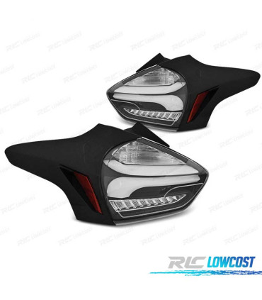 FAROLINS TRASEIROS LED DINÁMICO FORD FOCUS 3 15-18 HATCHBACK PRETO