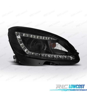FARÓIS BIXENON MERCEDES CLASSE C W204 07-11 LUZ DIURNA FUNDO NEGRO