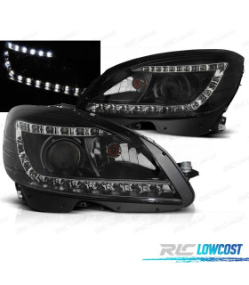 FARÓIS BIXENON MERCEDES CLASSE C W204 07-11 LUZ DIURNA FUNDO NEGRO