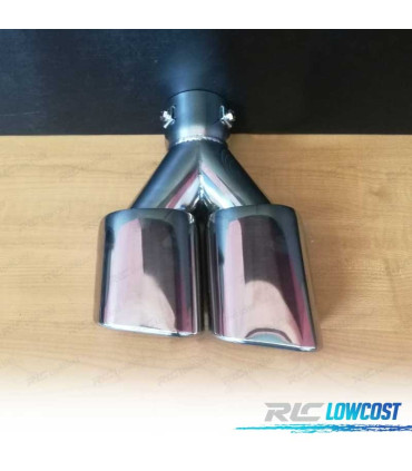 PONTEIRA DE ESCAPE DUPLA RECTANGULAR EM INOX UNIVERSAL