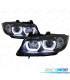 FARÓIS XENON BMW E90 E91 05-08 ANGEL EYES U LED 3D FUNDO PRETO