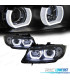 FARÓIS XENON BMW E90 E91 05-08 ANGEL EYES U LED 3D FUNDO PRETO
