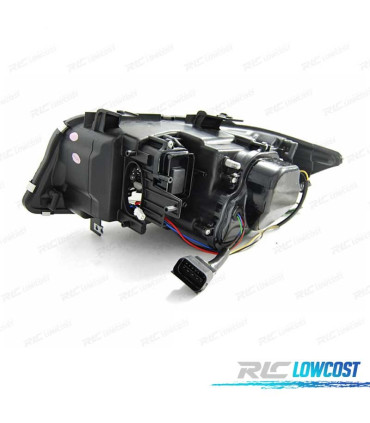 FARÓIS XENON BMW E90 E91 05-08 ANGEL EYES U LED 3D FUNDO PRETO