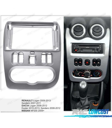 MOLDURA ADAPTADOR GRIS PARA RADIO 2-DIN PARA RENAULT DACIA LOGAN SANDERO DUSTER NISSAN NP200 9"