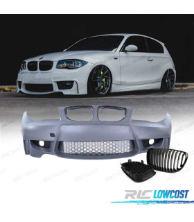 PARA-CHOQUES FRONTAL BMW E81 E87 04-11 LOOK 1M + GRELHAS FRONTAIS 1M PRETO BRILHANTE