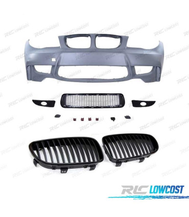 PARA-CHOQUES FRONTAL BMW E81 E87 04-11 LOOK 1M + GRELHAS FRONTAIS 1M PRETO BRILHANTE