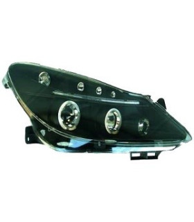 FARÓIS OPEL CORSA D 06-10 ANGEL EYES + LED FUNDO PRETO