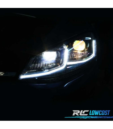 FAROIS VOLKSWAGEN VW GOLF 7 12-17 DRL DINAMICOS PRETO LOOK 7.5 R LINE