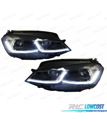 FAROIS VOLKSWAGEN VW GOLF 7 12-17 DRL DINAMICOS PRETO LOOK 7.5 R LINE