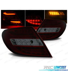 FAROLINS TRASEIROS MERCEDES CLASSE C W204 SEDAN 07-11 LED BAR VERMELHO FUMADO