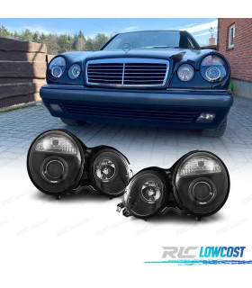 FARÓIS ANGEL EYES MERCEDES E W210 95-99 FUNDO PRETO