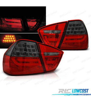 FAROLINS TRASEIROS LED BAR BMW E90 05-08 VERMELHO FUMADO