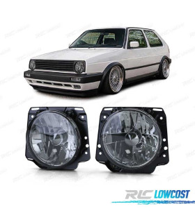 FARÓIS VOLKSWAGEN VW GOLF MK2 83-91 FUMADOS COM FUNDO CROMADO