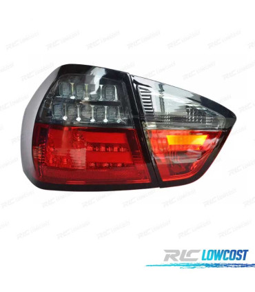 FAROLINS TRASEIROS LED BAR BMW E90 05-08 VERMELHO FUMADO