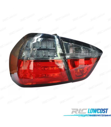 FAROLINS TRASEIROS LED BAR BMW E90 05-08 VERMELHO FUMADO