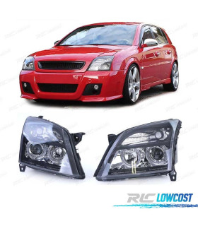 FARÓIS FRONTAIS ANGEL EYES OPEL VECTRA C 02-05 E OPEL SIGNUM 03-05 PRETO