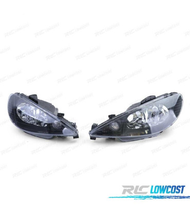 FARÓIS PEUGEOT 206 98-06 FUNDO PRETO H4 OEM
