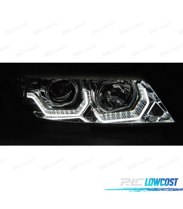 FARÓIS BMW E90 E91 05-08 OLHOS DE ANJO 3D FUNDO PRETO