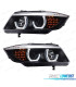 FARÓIS BMW E90 E91 05-08 ANGEL EYES 3D LED + PISCA LED FUNDO PRETO