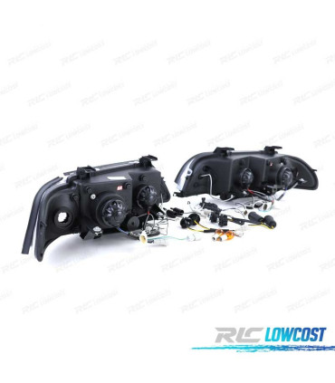 FARÓIS ANGEL EYES CCFL BMW E39 95-00 MANUAL FUNDO CROMADO