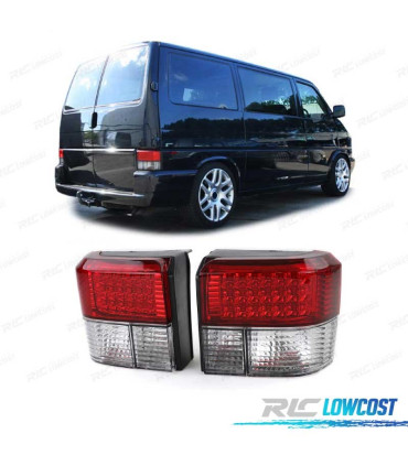 PILOTOS VOLKSWAGEN VW T4 TRANSPORTER CARAVELLE 90-03 LED VERMELHO CROMADO