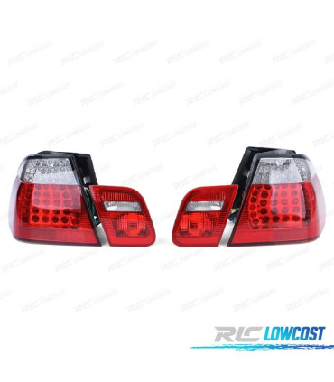 FAROLINS TRASEIROS LED BMW E46 98-01 VERMELHO CROMADO LOOK M3