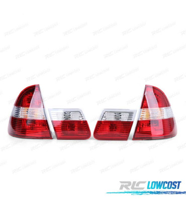 FAROLINS TRASEIROS BMW E46 TOURING 98-05 VERMELHO BRANCO