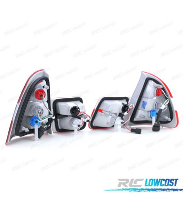 FAROLINS TRASEIROS BMW E46 TOURING 98-05 VERMELHO BRANCO