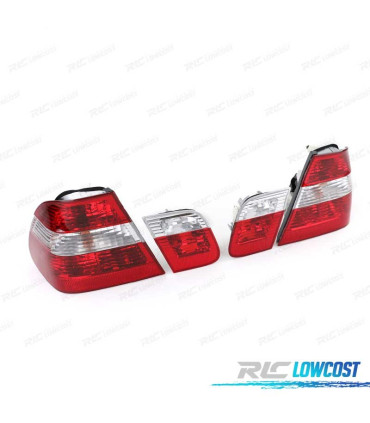FAROLINS TRASEIROS BMW E46 98-01 VERMELHO BRANCO