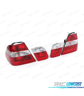 FAROLINS TRASEIROS BMW E46 01-05 VERMELHO BRANCO
