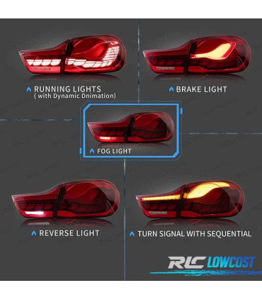 FAROLINS FULL LED BMW F32 F33 F36 LIGHT BAR OLED FUNDO VERMELHO 13-18