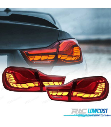 FAROLINS FULL LED BMW F32 F33 F36 LIGHT BAR OLED FUNDO VERMELHO 13-18