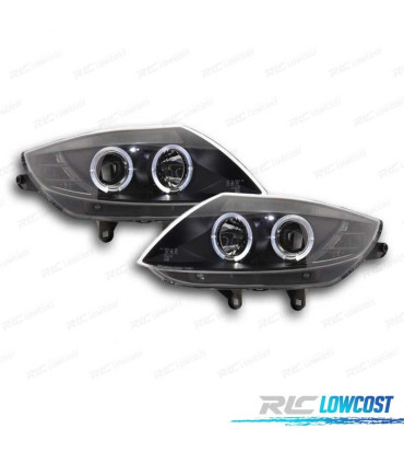 FARÓIS BMW Z4 E85 03-09 ANGEL EYES FUNDO PRETO