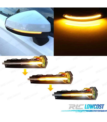 PISCAS LATERAIS LED DINAMICOS PARA ESPELHOS PARA AUDI A3 8V 12-20