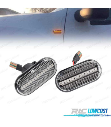 PISCAS NISSAN OPEL MOVANO VIVARO RENAULT CLIO MEGANE TWINGO SCENIC LATERAIS LED DINAMICOS FUNDO PRETO