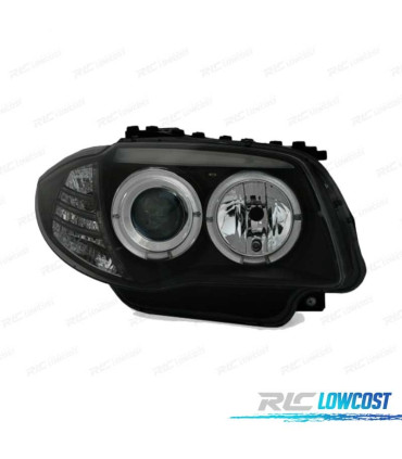 FARÓIS BMW E81 E87 E82 E88 ANGEL EYES FUNDO PRETO