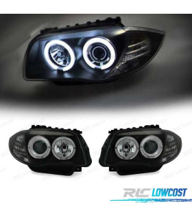FARÓIS BMW E81 E87 E82 E88 ANGEL EYES FUNDO PRETO