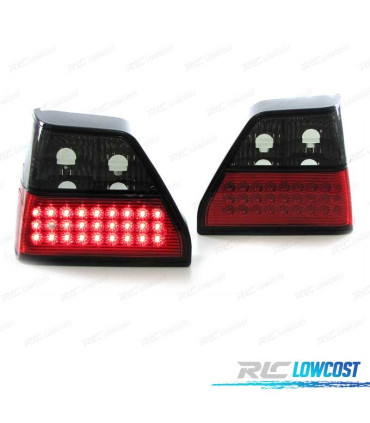 FAROLINS TRASEIROS LED PARA VOLKSWAGEN VW GOLF 2 83-91 RED SMOKED VERMELHO FUMADO ESCURECIDO