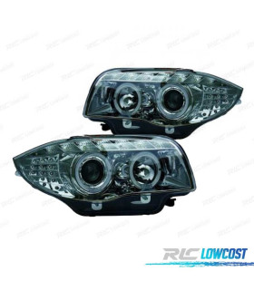FARÓIS BMW E81 E87 E82 E88 OLHOS DE ANJO LUZ DIURNA FUNDO CROMADO