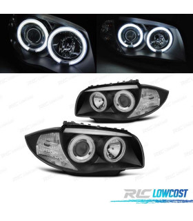 FARÓIS BMW E81 E87 E82 E88 ANGEL EYES CCFL FUNDO PRETO