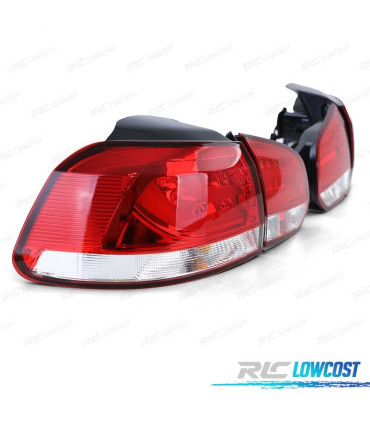 FAROLINS TRASEIROS LED PARA VOLKSWAGEN VW GOLF 6 08-12 VERMELHO BRANCO