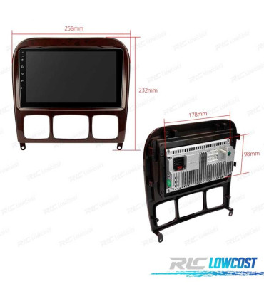 AUTO RÁDIO 9″ GPS ANDROID 13 MERCEDES CLASE S W220 98-05