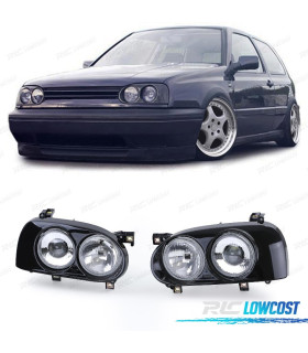 FARÓIS DUPLOS VOLKSWAGEN VW GOLF 3 91-97 PRETO