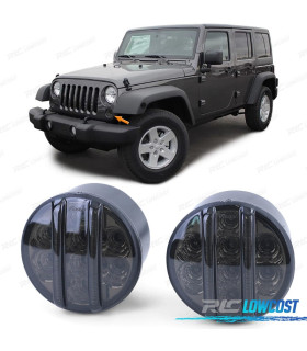 PISCAS DIANTEIROS PARA JEEP WRANGLER JK 07- LED PRETO FUMADO
